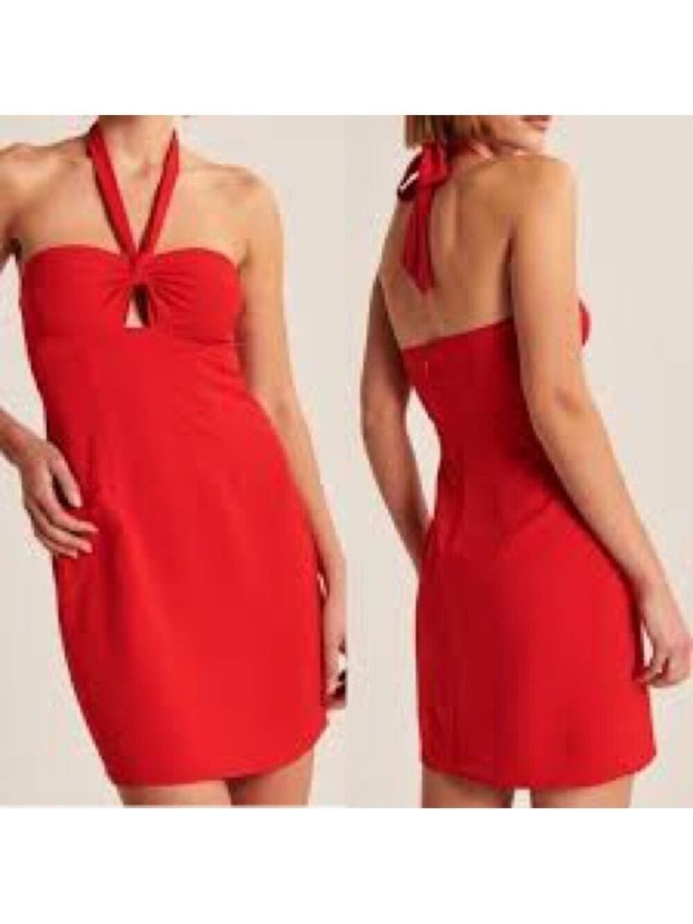 Abercrombie & Fitch  Red Halter Neck Mini Dress Sz Large T